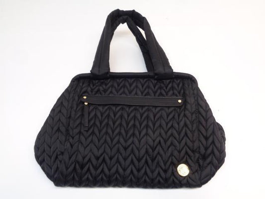 1 NEW HAPP PAIGE CARRYALL DIAPER BAG BLACK HERRINGBONE & GOLD ACCENT SR
