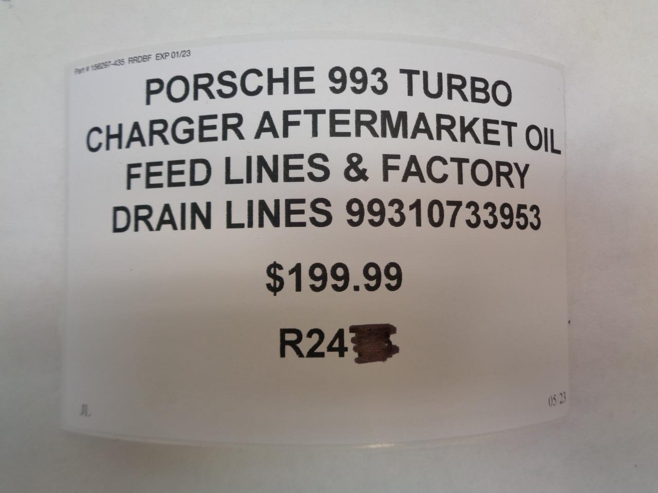PORSCHE 993 TURBO CHARGER AFTERMARKET OIL FEED & FACTORY DRAIN LINES 99310733953