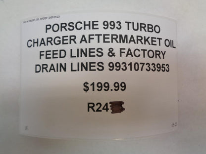 PORSCHE 993 TURBO CHARGER AFTERMARKET OIL FEED & FACTORY DRAIN LINES 99310733953