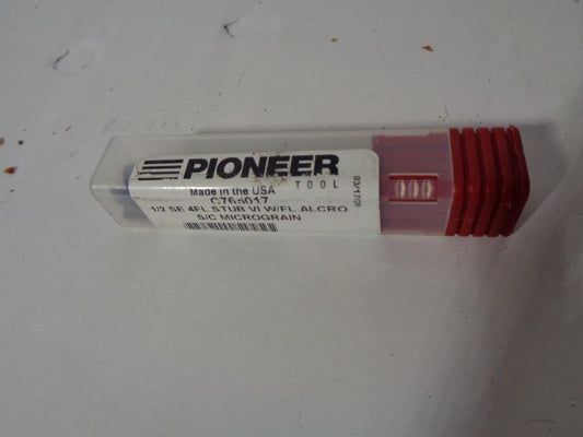 PIONEER 1/2 SE 4FL STUB VI W/FL ALCRO S/C MICROGRAIN END MILL C765017 NEW R29