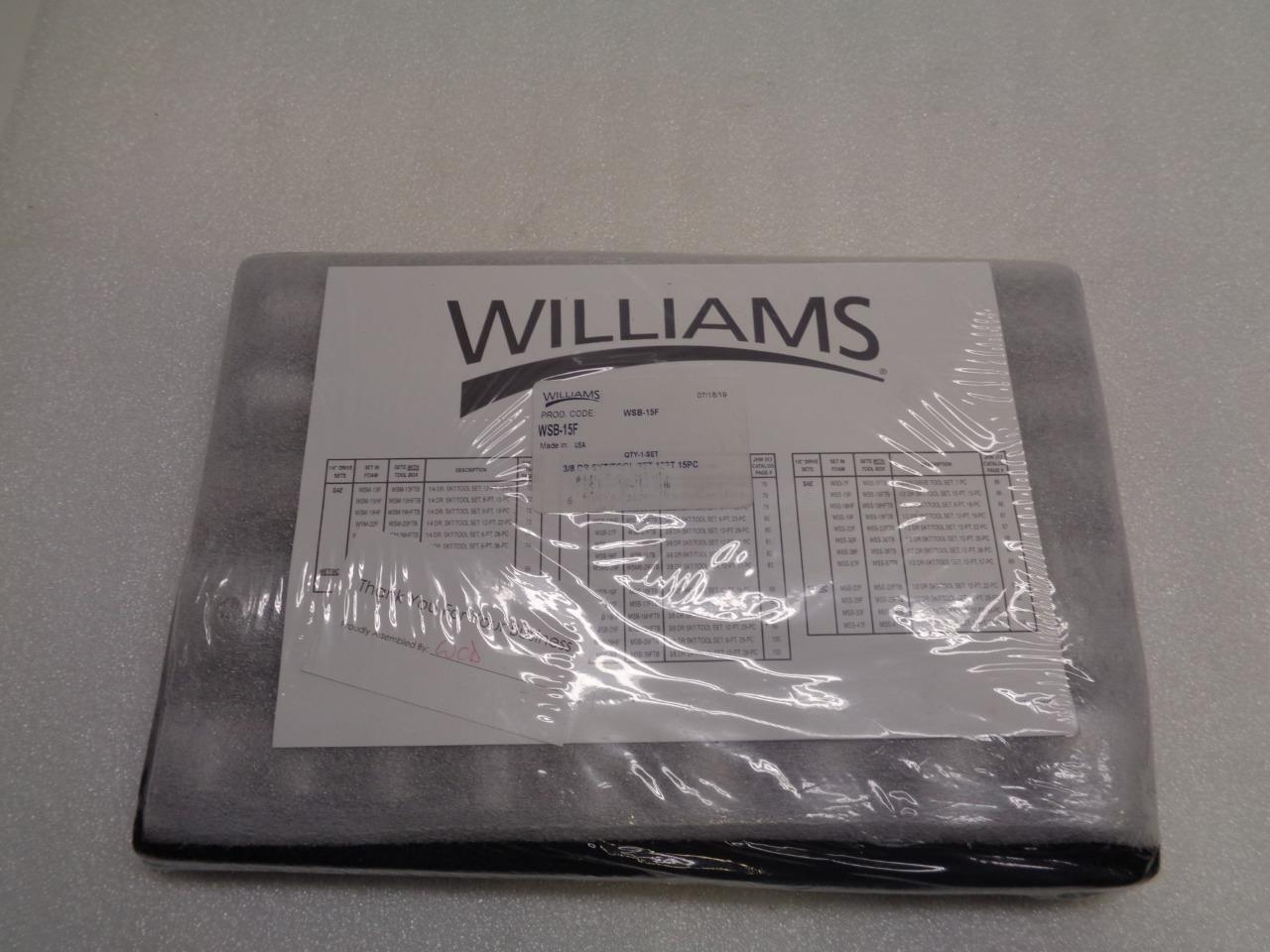 Williams WSB-15F 15 Piece Socket Set SAE INCH  Tool Kit  3/8  in dr NO CASE  R22