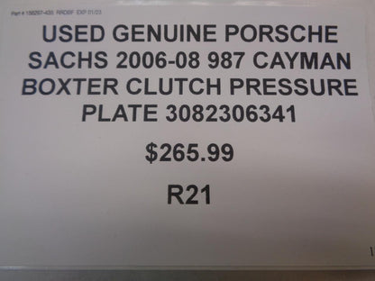 GENUINE PORSCHE 2006-08 987 CAYMAN BOXSTER CLUTCH PRESSURE PLATE 3082306341 R21