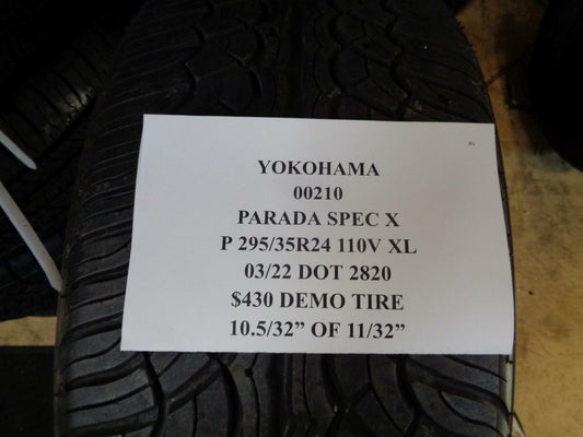 1 DEMO TIRE YOKOHAMA PARADA SPEC X P 295 35 24 110V XL 210
