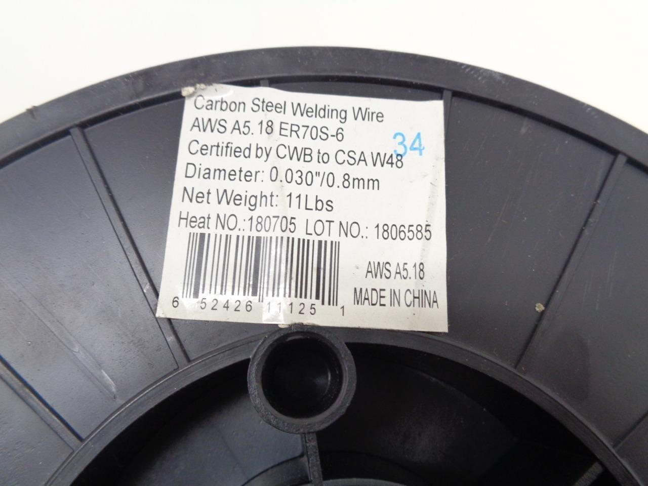 Welding Wire Carbon Steel ER70S-6 AWS A5.18 0.030"/8mm Diameter 11LB NEW R30
