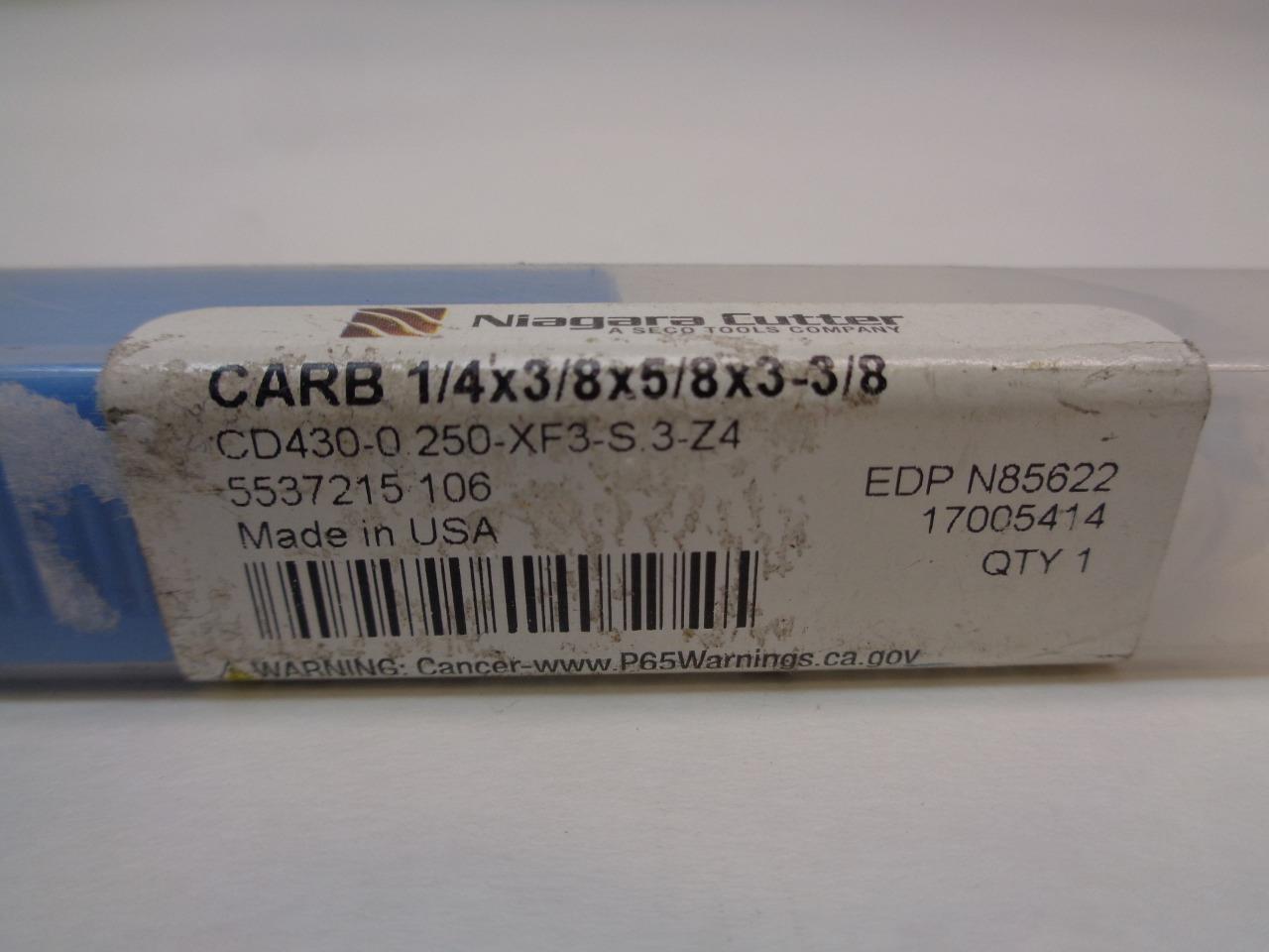 NIAGARA CUTTER N85622 CARB 1/4x3/8x5/8x3-3/8 4 FLUTE END MILL R22T8