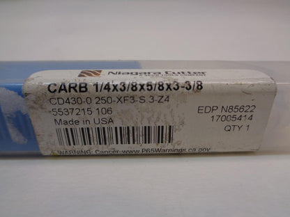 NIAGARA CUTTER N85622 CARB 1/4x3/8x5/8x3-3/8 4 FLUTE END MILL R22T8