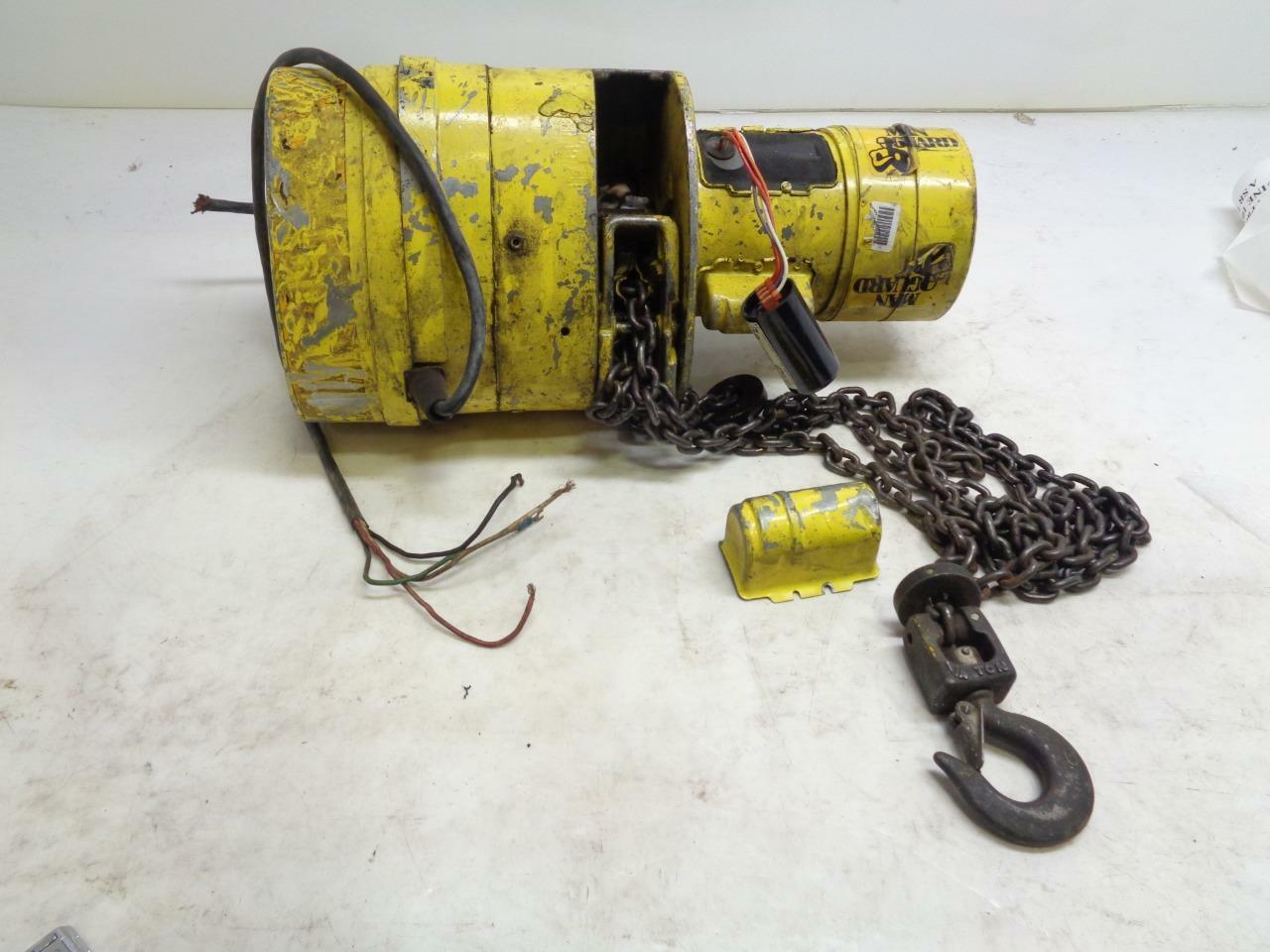 USED DAMAGED BUDGIT MAN GUARD 1/2 TON CHAIN HOIST BEH2616 115V 16FPM SPEED H1