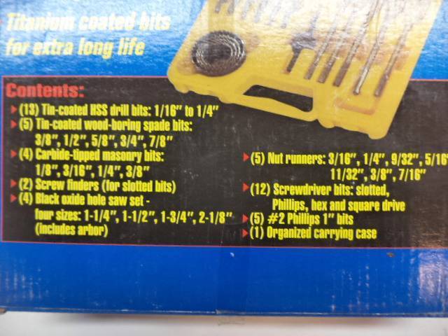 NEW DRILL MASTER 53 PIECE TITANIUM DRILL BIT AND ACCESSORY KIT 42819 R29