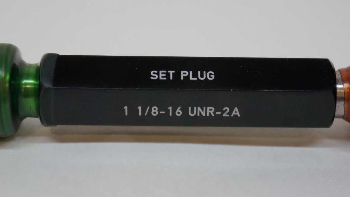 GAGE ASSEMBLY COMPANY GO/NOT GO SET PLUG 1 1/8-16 UNR-2A R22T9