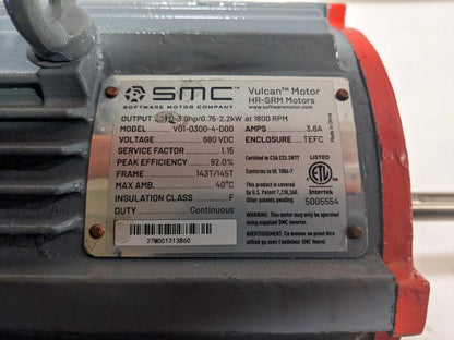 SMC Motor 1-3HP @1800RPM F Insulated 92% Efficient V01-0300-4-D00 NEW BSRG2