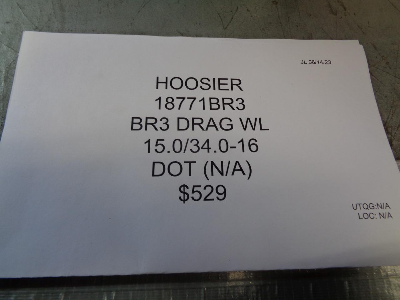 HOOSIER BR3 DRAG WL 15 34 16 DRAG RACING SLICK TIRE 113" 18771BR3-113" CQ3