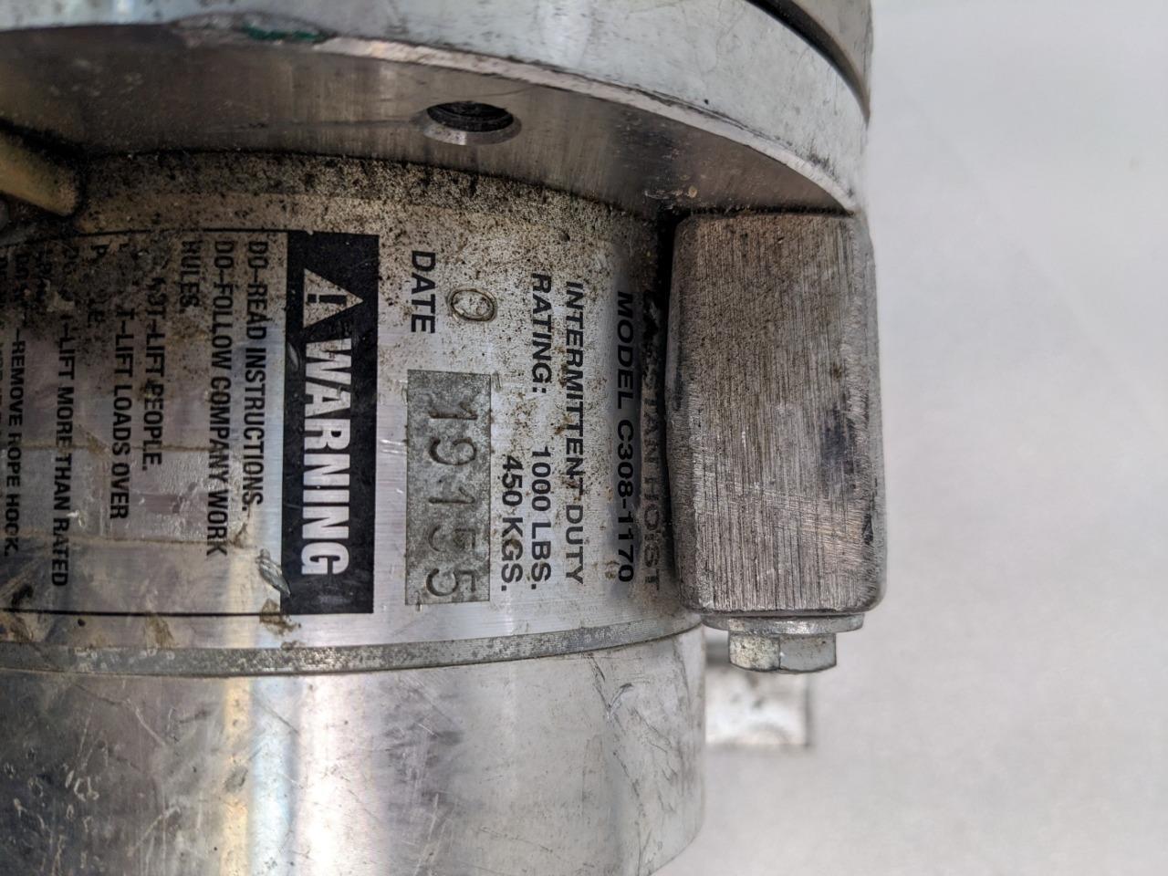 AB CHANCE C308-1170 CAPSTAN HOIST 1000 LB CAPACITY WITH SWIVEL BASE 115V USED H1