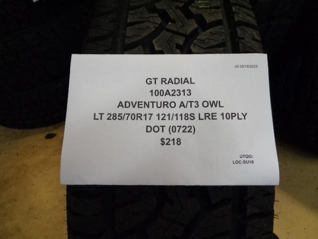 1 GT RADIAL ADVENTURO A/T3 OWL LT 285 70 17 121/118S LRE 10PLY TIRE 100A2313 CQ2