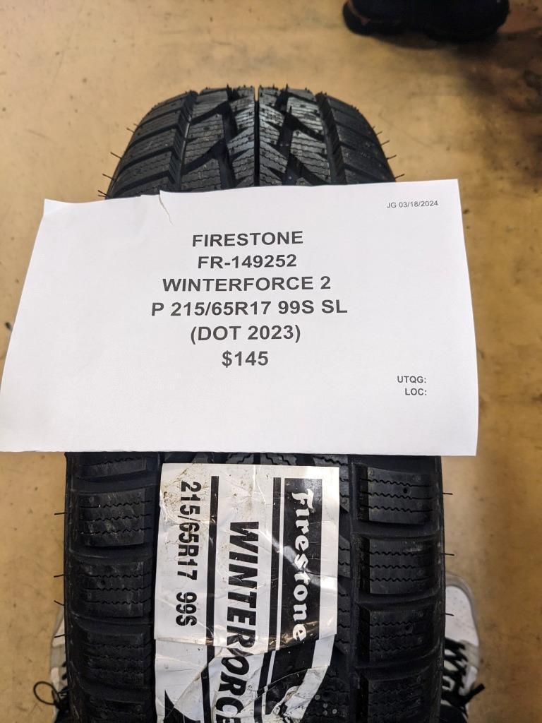 FIRESTONE WINTERFORCE 2 P 215 65 17 99S SL TIRE 149252 CQ2
