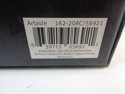 ARTASTE RAIN 18/10 STAINLESS STEEL FLATWARE SILVERWARE COPPER FINISH 20PC SET SR