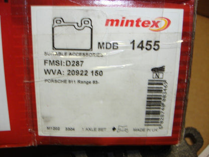 NEW MINTEX MDB1455 FRONT BRAKE PADS FITS PORSCHE 911 1983-1989 R5TA