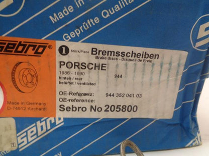 SEBRO REAR BRAKE ROTOR FOR PORSCHE 944 S2 85-88 944 352 041 03 R24