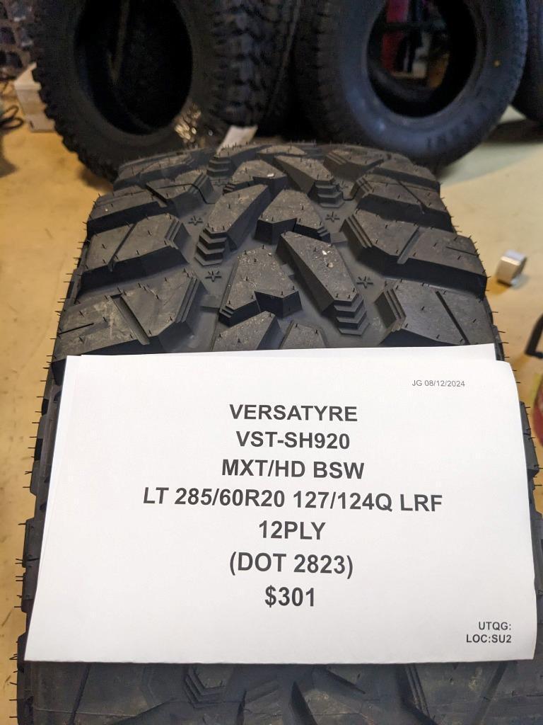 VERSATYRE MXT/HD BSW LT 285 60 20 127/124Q LRF 12PLY TIRE SH920 CQ3