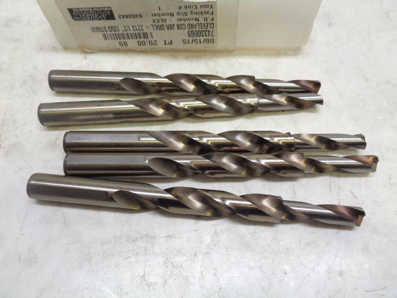 NEW CLEVELAND COBALT NAS TYPE J JOBBER DRILL BIT SET OF 5 C70031 R22T6BM2