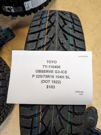 TOYO OBSERVE G3-ICE P 225 75 16 104H SL TIRE 110400 CQ1