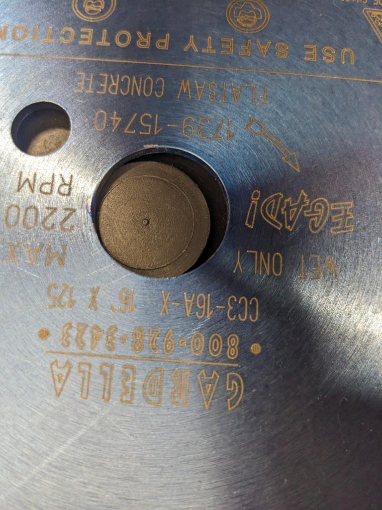 GARDELLA CONCRETE FLATSAW BLADE 35-72HP MEDIUM BOND CC3-16A NEW R7