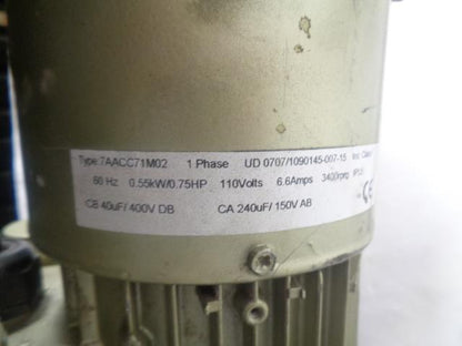 UNBRANDED POWERLINE UNIT 7AACC71M02 1 PHASE 110V 0.75 HP FOR PARTS J2