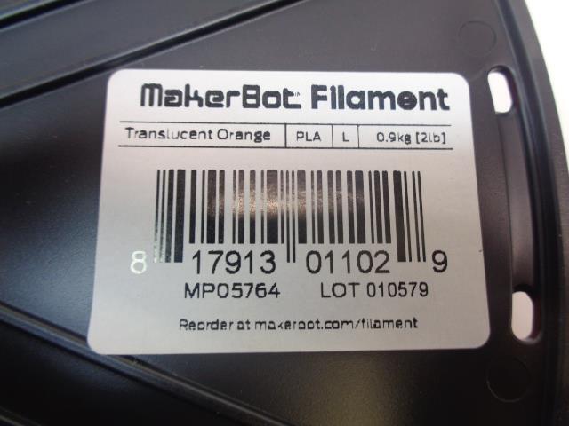 NEW MAKERBOT PLA FILAMENT TRANSLUCENT ORANGE LARGE SPOOL MP05764 R17