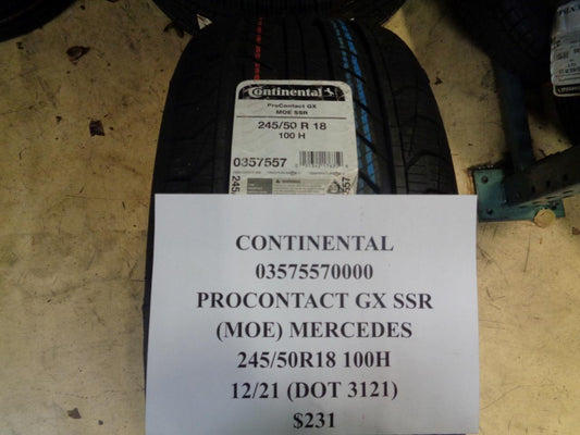 4 CONTINENTAL PROCONTACT GX SSR (MOE) P 245 50 18 100H SL TIRES 03575570000 BQ2