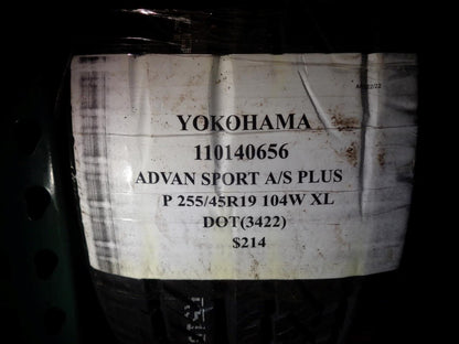 YOKOHAMA ADVAN SPORT A/S PLUS P 255 45 19 104W XL TIRE 110140656 BQ3