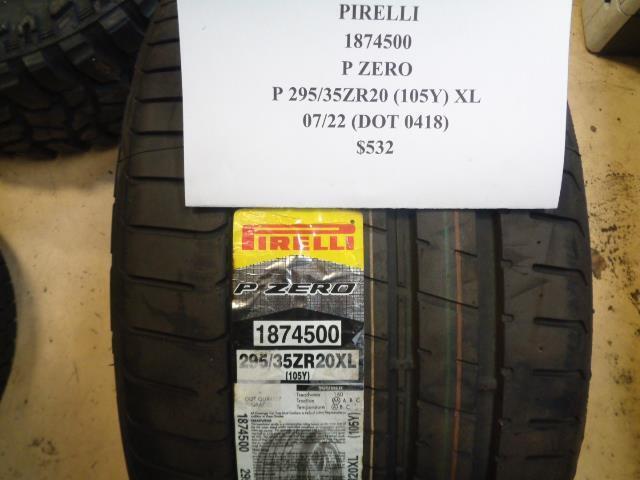1 NEW OLD STOCK TIRE PIRELLI P ZERO 295 35 20 105Y XL 1874500 CQ1