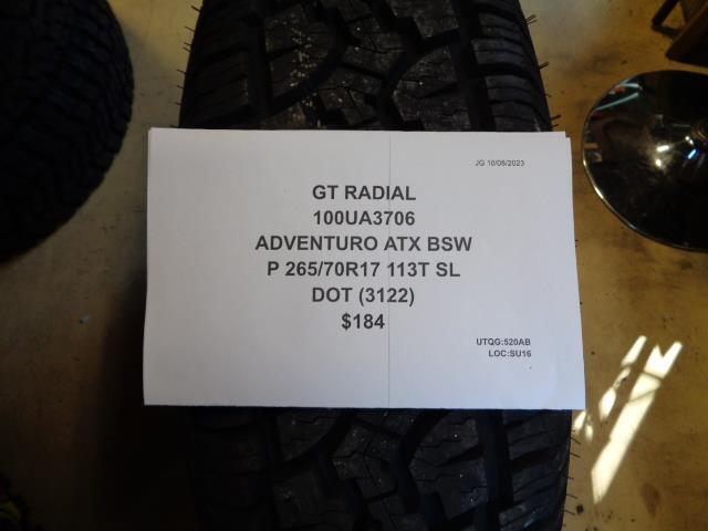 GT RADIAL ADVENTURO ATX BSW 265 70 17 113T SL TIRE 100UA3706 CQ1