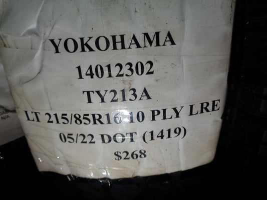 YOKOHAMA TY213A LT 215 85 16 10PLY LRE TIRE 14012302 BQ3