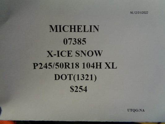 1 MICHELIN X-ICE SNOW P 245 50 18 104H XL TIRE 07385