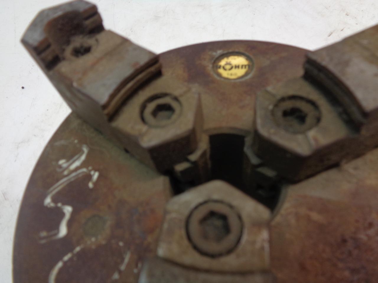 ROHM 6-1/4" DIAMETER 3 JAW SELF-CENTERING LATHE CHUCK W/ MOUNTING BOLTS USED H1