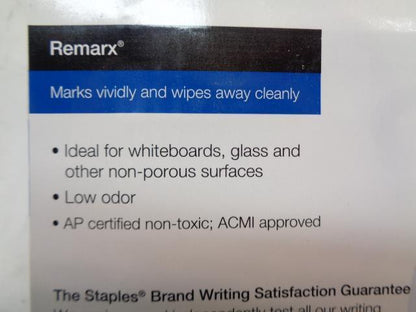 NEW 12-PACK STAPLES REMARX CHISEL TIP ASSORTED DRY ERASE MARKERS 29205 R33