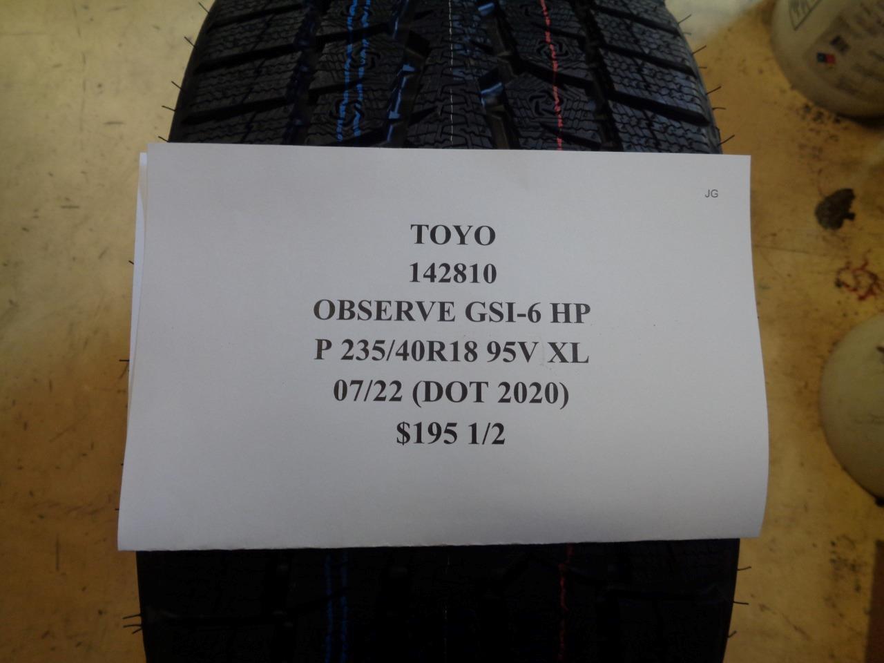 4 NEW TIRES TOYO OBSERVE GSI-6 HP 235 40 18 95V XL 142810