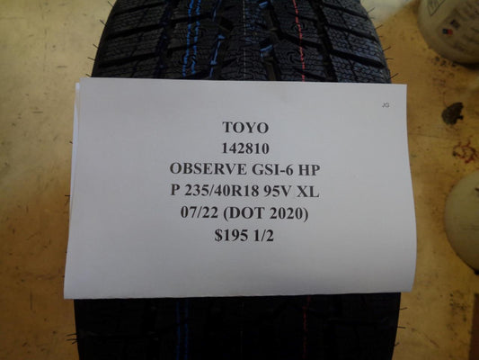 4 NEW TIRES TOYO OBSERVE GSI-6 HP 235 40 18 95V XL 142810