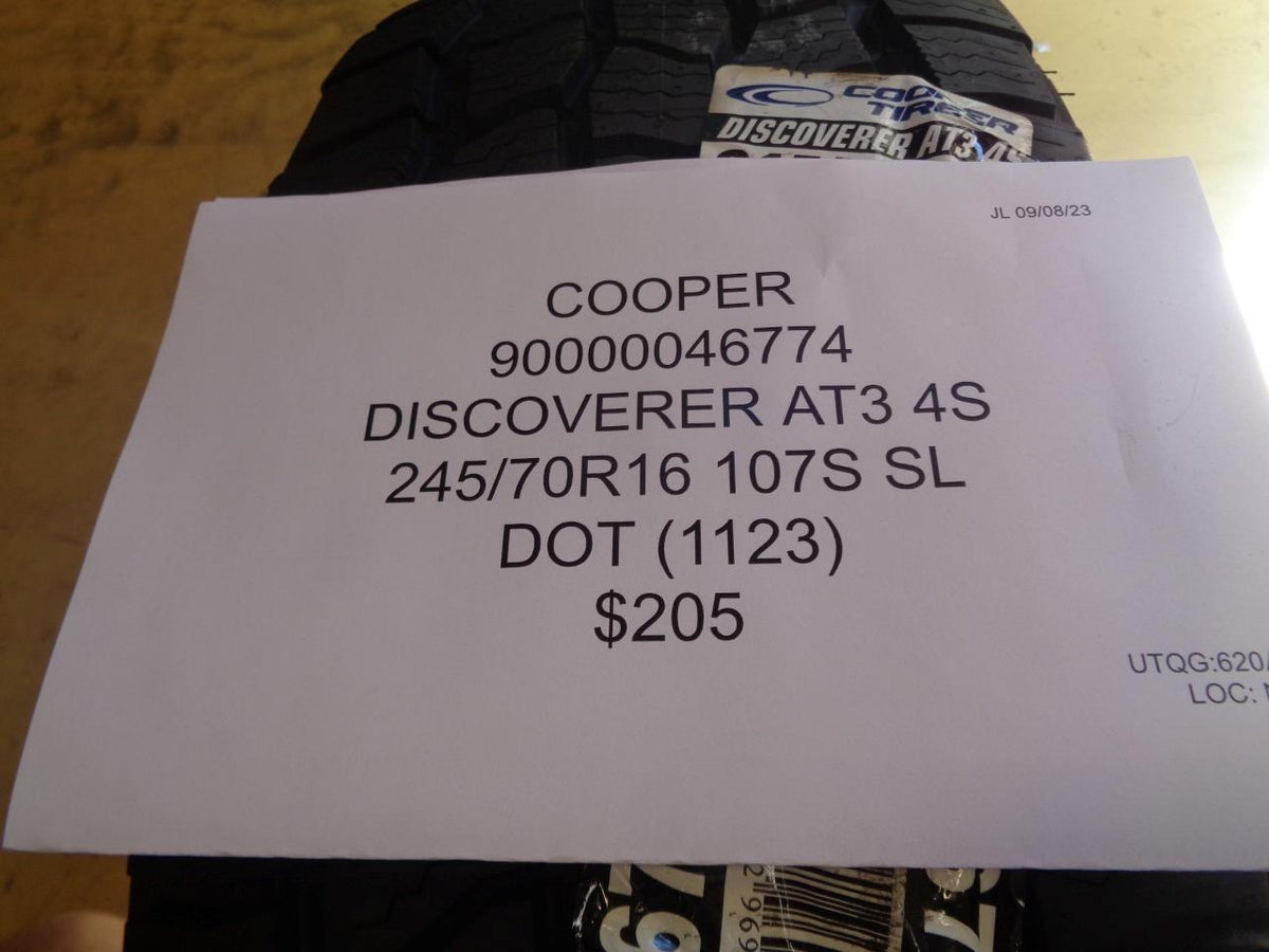 COOPER DISCOVERER AT3 4S P 245 70 16 107S SL TIRE 90000046774 BQ4