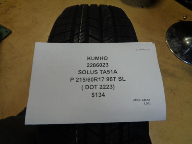 KUMHO SOLUS TA51A P 215 60 17 96T SL TIRE 2286023 CQ1