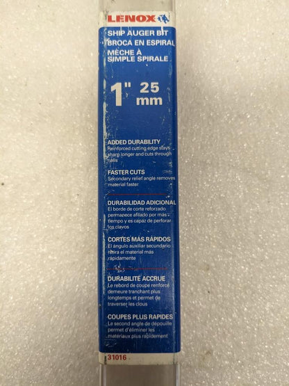 LENOX 31016 1" X 18" SHIP AUGER BIT NEW D0