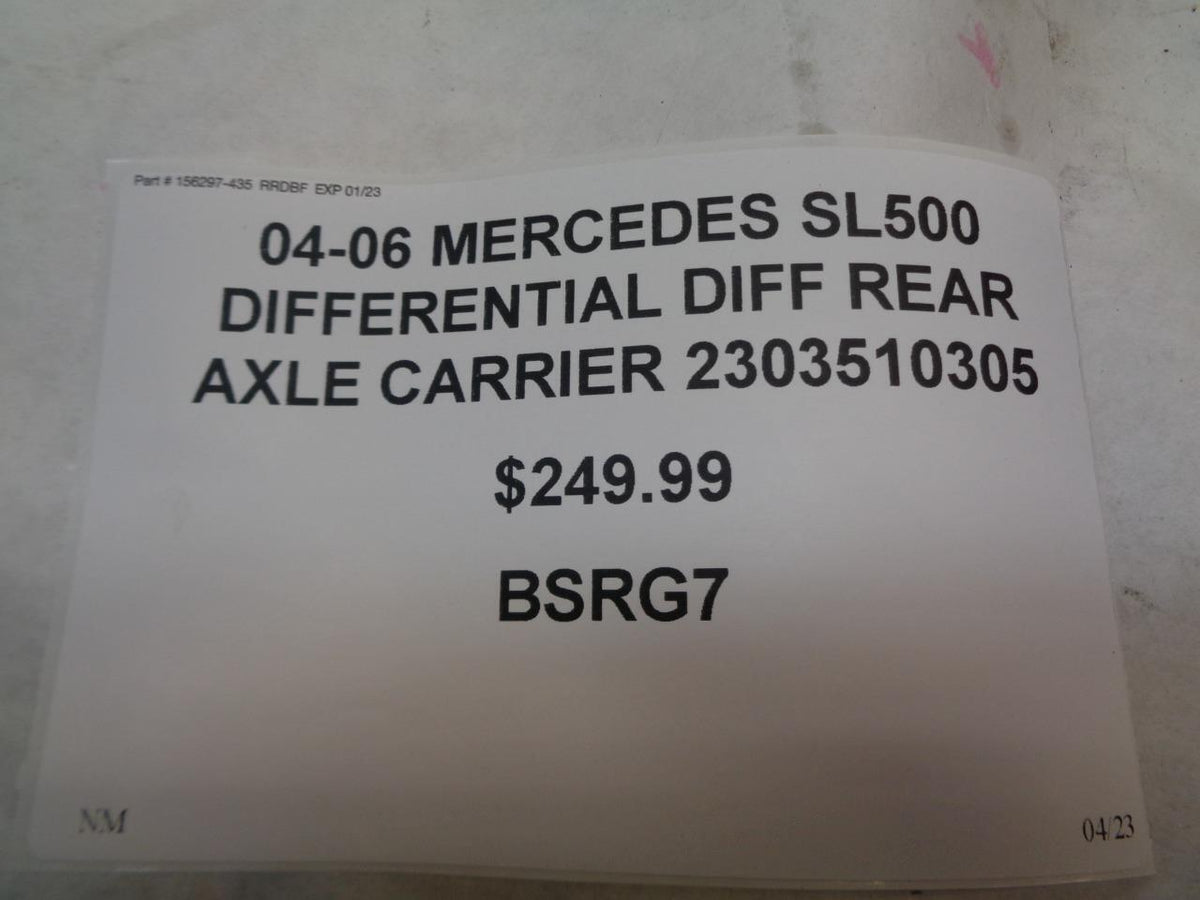 04-06 MERCEDES SL500 DIFFERENTIAL DIFF REAR AXLE CARRIER 2303510305 BSIG1