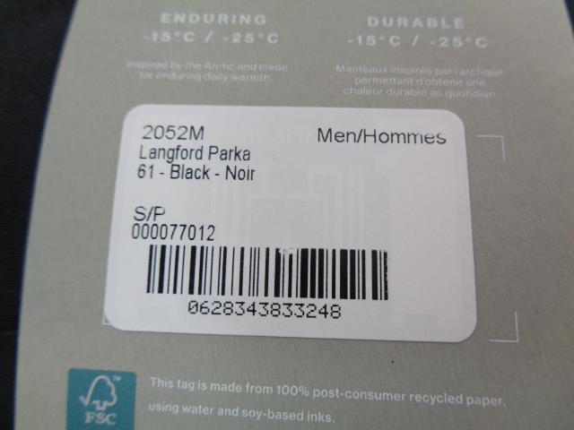 CANADA GOOSE MENS LANGFORD PARKA BLACK S/P 2052M NEW SR