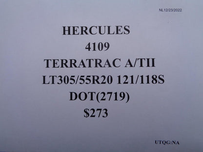 1 HERCULES TERRATRAC A/TII LT 305 55 20 121/118S TIRE 4109 SU7