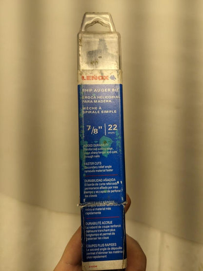 LENOX 31034 7-1/2" X 7/8" SHIP AUGER BIT NEW R22T5