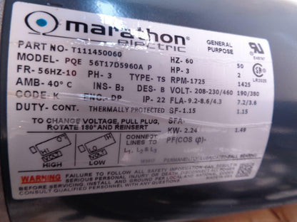 NEW MARATHON ELECTRIC PQE56T17D5960AP CONDENSER FAN MOTOR T111450060 H1