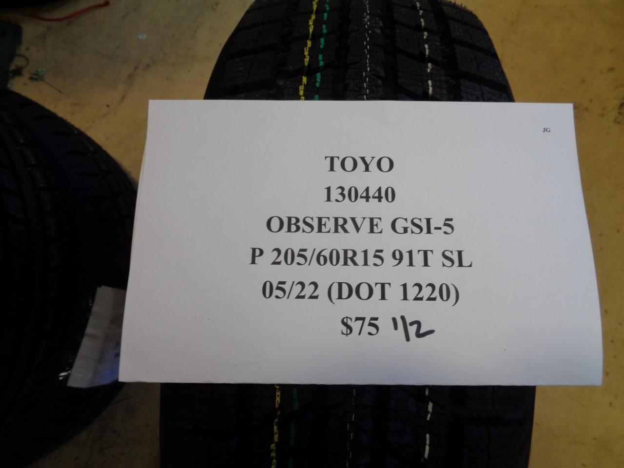 1 NEW TOYO OBSERVE GSI-5 P 205 60 15 91T SNOW WINTER TIRE 130440