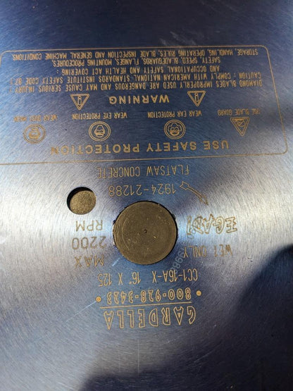 GARDELLA CONCRETE FLATSAW BLADE 35-72HP SOFT BOND CC1-16A NEW R7