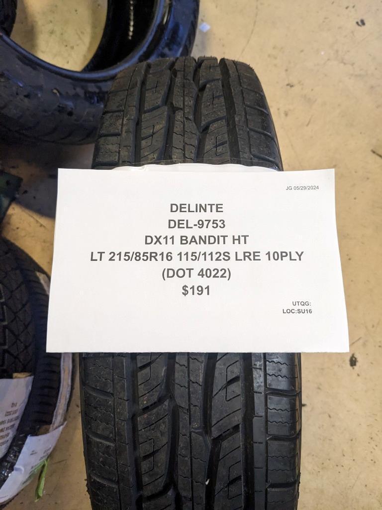DELINTE DX11 BANDIT HT BSW LT 215 85 16 115/112S LRE 10PLY TIRE 9753 CQ2
