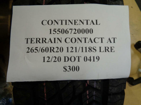 1 NEW CONTINENTAL TERRAINCONTACT AT 265 60 20 ALL TERRAIN LRE TIRE 15506720000