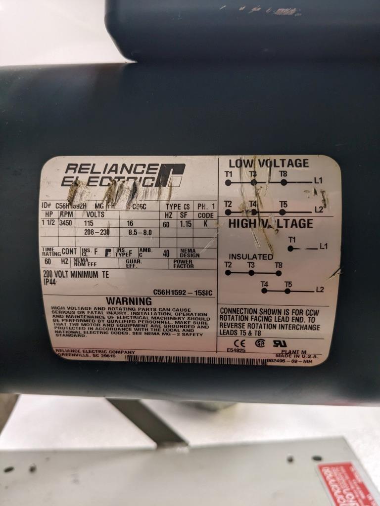 CINCINNATI FAN F-6-C/T1 FUME EXHAUSTER 1-1/2HP 3450RPM CAST ALUM 115V NEW B2